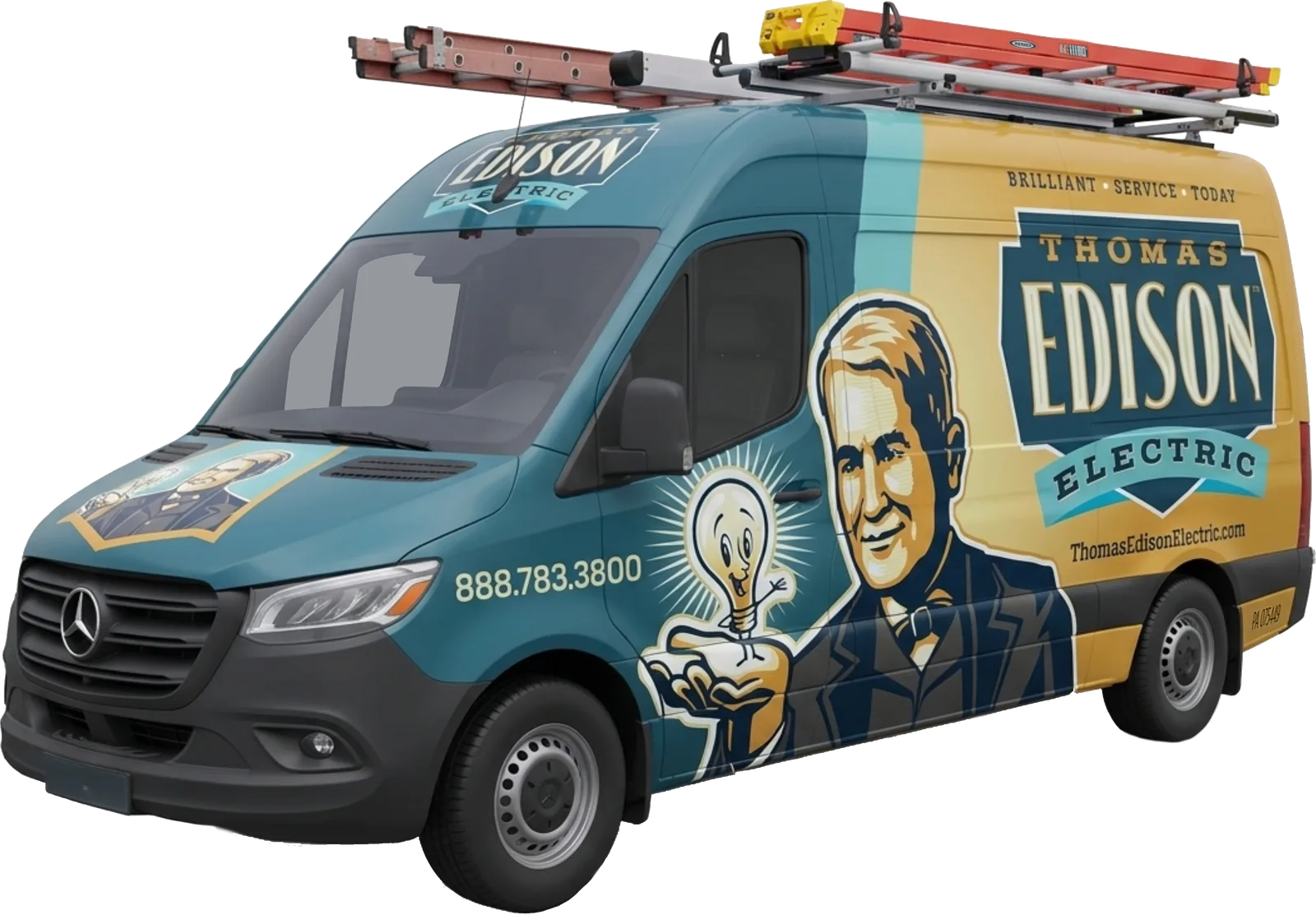 Thomas Edison Electric service van with ladder racks